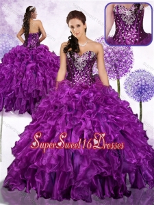 2016 Fashionable Ball Gown 15th Birthday Party Dresses with Ruffles and Sequins