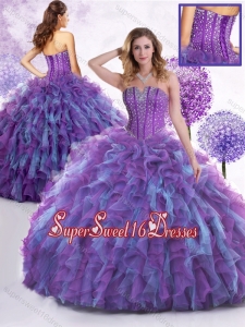 2016 New Style Strapless Beading and Ruffles 15th Birthday Party Dresses