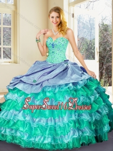 Perfect Ball Gown Multi Color Quinceanera Dresses with Ruffled Layers