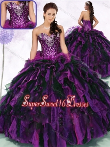 2016 Gorgeous Sweetheart Multi Color Quinceanera Gowns with Ruffles and Sequins