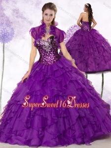 New Style Sweetheart Ruffles and Sequins Quinceanera Dresses in Purple