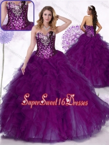 Inexpensive Ball Gown Cheap Sweet Sixteen Dresses with Ruffles and Sequins