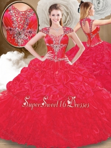 Perfect Sweetheart Red Cheap Sweet Sixteen Dresses with Beading and Pick Ups