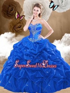 Simple Brush Train Sweetheart Cheap Sweet Sixteen Dresses with Pick Ups