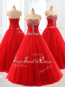 A Line Beading Tulle In Stock Quinceanera Dresses for 2016