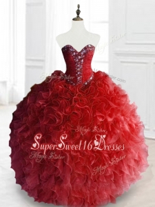 In Stock Ball Gown Sweet 16 Gowns with Beading and Ruffles