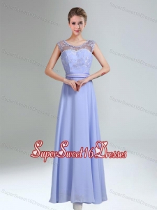 Lavender Scoop Belt and Lace Empire 2015 Dama Dress