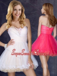 Hot Sale Short Sweetheart Dama Dress with Beading in Organza
