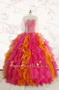 Inexpensive Beading Quinceanera Dresses in Multi color