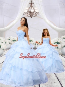 2015 Luxurious Light Blue Princesita Dress with Beading and Ruching