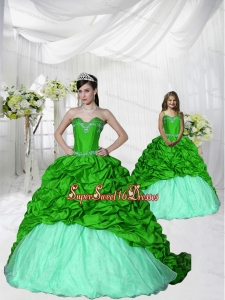 Trendy Appliques Brush Train Spring Green Princesita Dress for 2015 Spring