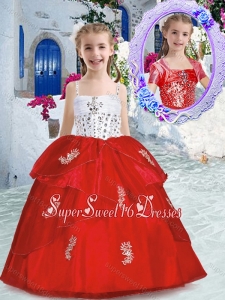 Best Spaghetti Straps Little Girl Pageant Dresses with Appliques and Beading