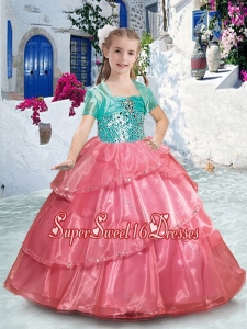 Pretty Spaghetti Straps Pageant Mini Quinceanera Dresses with Ruffles and Beading
