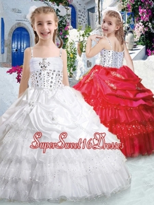 Hot Sale Spaghetti Straps Little Girl Pageant Dresses with Ruffled Layers