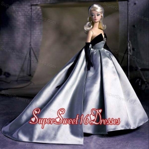 Exclusive Beading Grey Ball Gown Barbie Doll Dress