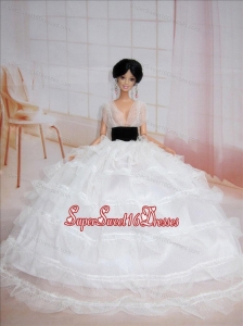 Exclusive Ball Gown White Wedding Clothes Barbie Doll Dress