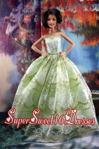 Lace Over Skirt Green For Sweet Barbie Doll Dress
