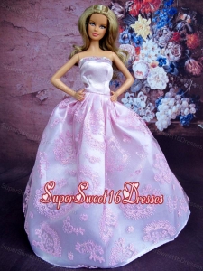 Simple Lilac Princess Embroidery Barbie Doll Dress