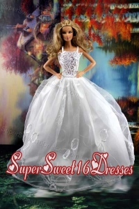 Beauty Ball Gown and Embroidery For Barbie Doll Wedding Dress