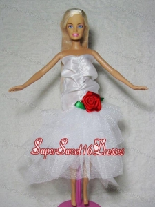 Elegant Wedding Dress With Flower Tea-length For Barbie Doll
