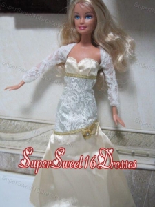Elegant Champagne Beading Decorate Mermaid Wedding Clothes Barbie Doll Dress