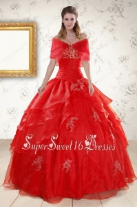 New Style Strapless Red Quinceanera Dresses with Appliques