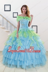 Pretty Ruffled Layers Strapless Multi Color Quinceanera Dress for 2015