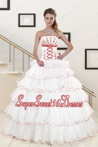 Simple Ruffeld Layers 2015 Quinceanera Dresses with Appliques