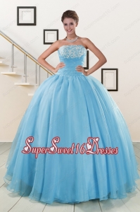 Aqua Blue Super Hot Puffy Sweet 16 Dresses for 2015