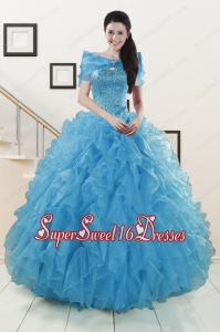 Hot Sell Teal Quinceanera Dresses With Beading and Ruffles