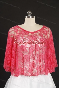 Coral Red Lace Hot Sale Wraps with Beading for 2014