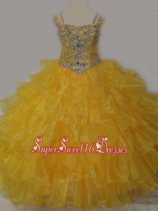 Beautiful Sweetheart Mini Quinceanera Dress with Spaghetti Straps in Yellow