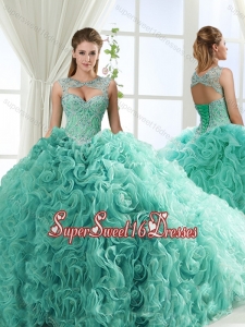 Lovely Sweetheart Beaded Detachable Cheap Sweet Sixteen Dresses with Rolling Flower