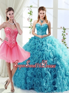 Cheap Big Puffy Beaded Detachable Sweet 16 Dresses in Rolling Flower