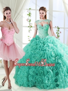 Cheap Sweet Beaded and Applique Detachable Sixteen Dresses in Rolling Flower