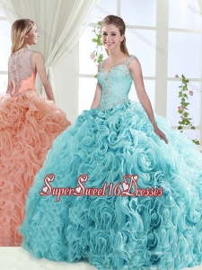 Exclusive See Through Back Beaded Detachable Sweet 16 Dresses with Straps