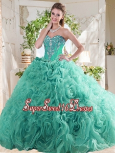 New Arrivals Rolling Flowers Mint Sweet 16 Dress with Beading