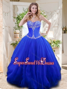 New Style See Through Sweetheart Blue Sweet Sixteen Gown with Beading