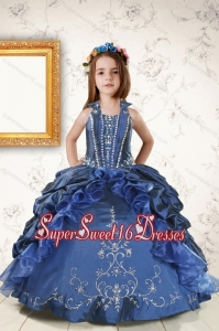 2015 Affordable Appliques and Pick Ups Little Girl Dress in Navy Blue