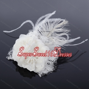 Lovely Lace Feather and Lace Outdoor Fascinators with Imitation Pearls