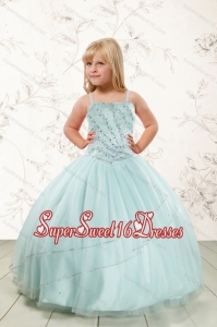 Luxurious Beading and Ruffles Little Girl Pageant Dress in Aqua Blue