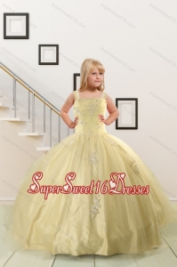 On Sales Appliques Light Yellow Little Girl Dress for 2015