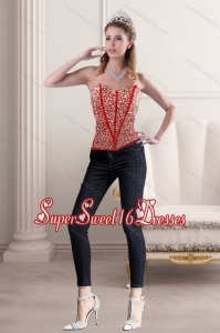 2015 New Style Strapless Corset with Beading and Appliques