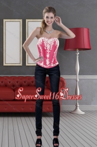 Hot Pink Sweetheart 2015 Pretty Corset with Pick Ups and Embroidery