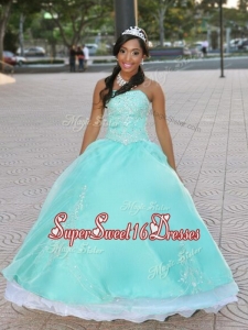 Romantic Strapless Apple Green Quinceanera Dress with Beading and Appliques
