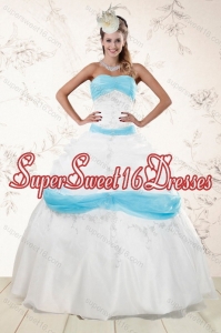 2015 Custom Made Strapless Floor Length Sweet 16 Dresses with Appliques