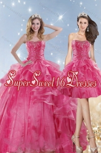 2015 Hot Selling Pink Dresses for Quinceanera with Beading and Ruffles