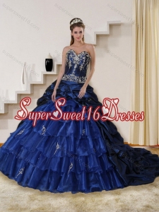 Modest Appliques and Ruffled Layers Quinceanera Dress for 2015