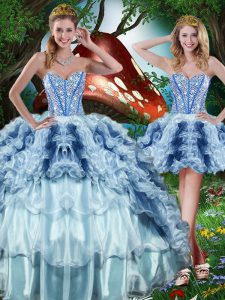Chic Multi-color Sleeveless Organza Lace Up Sweet 16 Dress for Military Ball and Sweet 16 and Quinceanera
