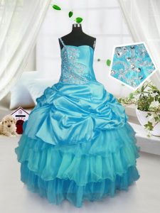 Organza Sleeveless Floor Length Little Girl Pageant Dress and Pick Ups